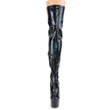 Black Hologram Thigh High Boot